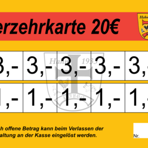 Helfmann Verzehrkarte 20 EUR Häberlein gestaltet und abgenommen