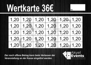 Akyel Verzehrkarte 36 EUR gestaltet und abgenommen