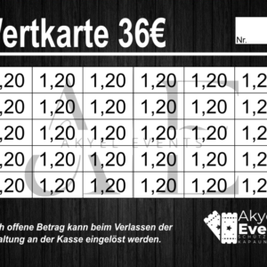 Akyel Verzehrkarte 36 EUR gestaltet und abgenommen