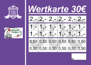 Platz Verzehrkarte 30 EUR Nachbestellung