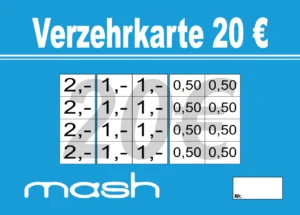 Mash Verzehrkarte 20 EUR gestaltet und abgenommen