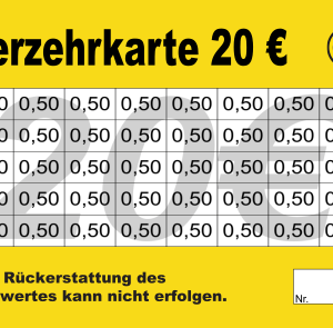 Sager Verzehrkarte 20 EUR gestaltet und abgenommen