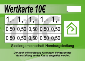 Klein Verzehrkarte 10 EUR gestaltet und abgenommen