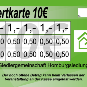 Klein Verzehrkarte 10 EUR gestaltet und abgenommen