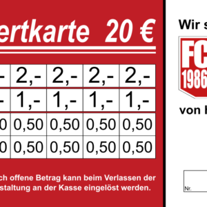 Claudino Verzehrkarten 20 EUR gestaltet und abgenommen